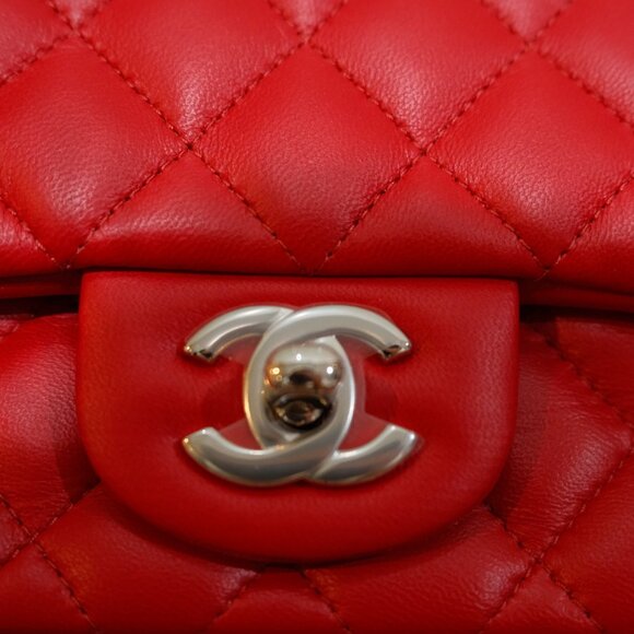 Chanel Quilted Lambskin Mini Square Flap Red NWT - Picture 8 of 16